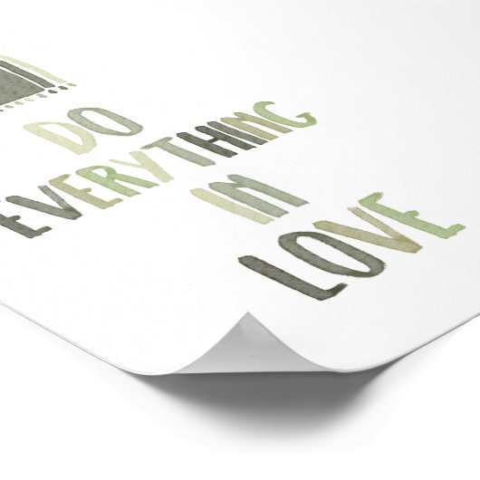 Sage groen Doe alles in liefde poster (Hoek)