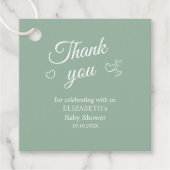 Sage Groen Eenvoudig Baby shower Bedankt Favoriet Bedankjes Labels (Voorkant)