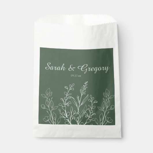 Sage Groen Eenvoudig Boho Bloemen Bedankzakje (Voorkant)