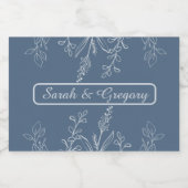 Sage Groen Eenvoudig Boho Bloemen Sparkling Wijnetiket (Enkel label)