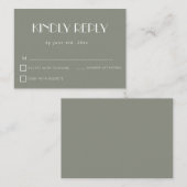 Sage Groen Eenvoudig Budget Bruiloft RSVP Kaart Notitiekaartje (Voorkant / Achterkant)