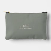 Sage Groen Eenvoudig Minimalistisch Monogram en Na Etui (Voorkant)