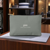 Sage Groen Eenvoudig Minimalistisch Monogram en Na Etui