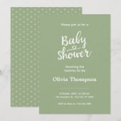 Sage Groen Eenvoudig Minimalistisch Schattig Baby Kaart (Voorkant / Achterkant)