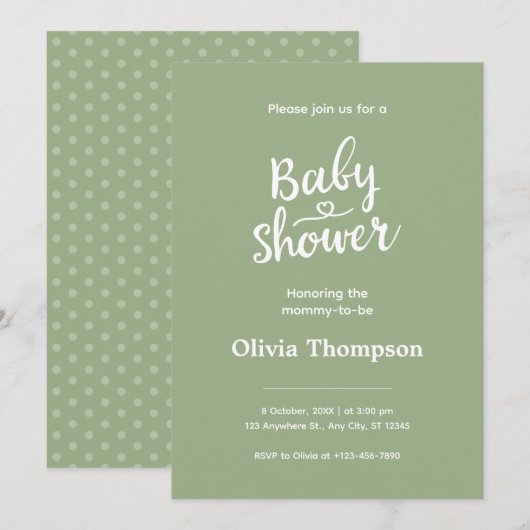 Sage Groen Eenvoudig Minimalistisch Schattig Baby  Kaart (Voorkant / Achterkant)