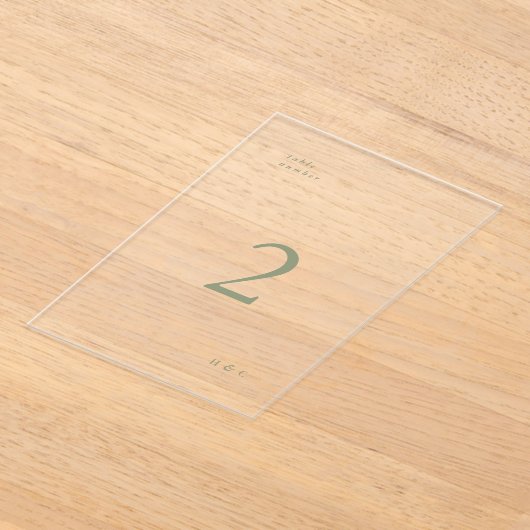Sage Groen Eenvoudig Modern Acryl Boog Tafelnummer (Laagn)