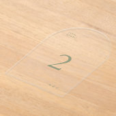 Sage Groen Eenvoudig Modern Acryl Boog Tafelnummer (Laagn)