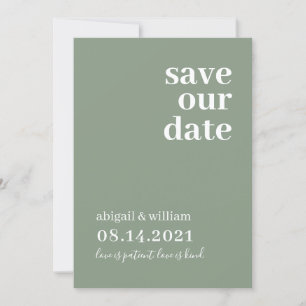 Sage Groen Eenvoudig Modern Niet Foto Bruiloft Save The Date