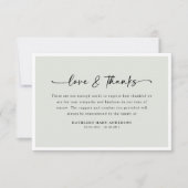 Sage Groen Eenvoudig Script begrafenis Bedankkaart (Voorkant)