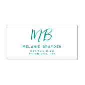 Sage Groen Eenvoudig Twee Monogram Naam Terugkeera Zelfinktende Stempel (Design)