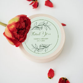 Sage Groen Eenvoudige Boho Dank u huwelijksgunst Ronde Sticker