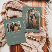 Sage Groen Eenvoudige Boog Foto Bruiloft Save The Date