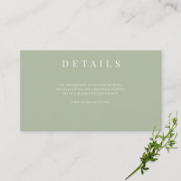 Sage Groen Eenvoudige Formele Huwelijksdetails
