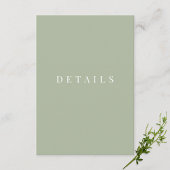 Sage Groen Eenvoudige Formele Huwelijksdetails Informatiekaartje