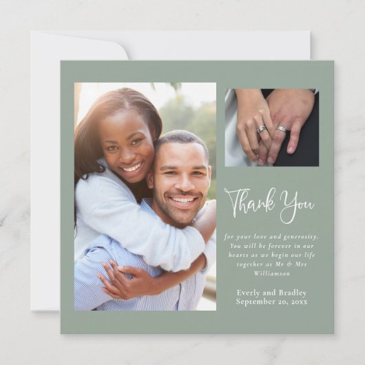 Sage Groen Eenvoudige Minimalistische Bruiloft Dan Kaart (Voorkant)