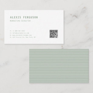 Sage Groen Eenvoudige Typografie QR Code Minimalis Visitekaartje