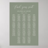 Sage Groen Elegant 18 tafels Zitkaart Poster (Voorkant)