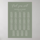 Sage Groen Elegant 19 tafels Zitgrafiek Poster (Voorkant)