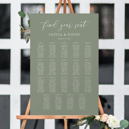 Sage Groen Elegant 19 tafels Zitgrafiek Poster