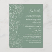 Sage Groen Elegant Bloemen Bruiloft Details Informatiekaartje (Voorkant)