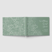 Sage Groen Elegant Bloemen Bruiloft Gastenboek (Volledig)