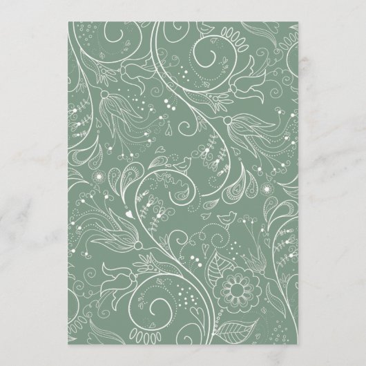 Sage Groen Elegant Bloemen Bruiloft Menu (Achterkant)