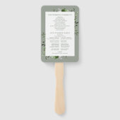 Sage Groen Elegant Bloemen Bruiloft Programma Handwaaier (Achterkant)