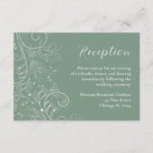 Sage Groen Elegant Bloemen Bruiloft Receptie Informatiekaartje (Voorkant)