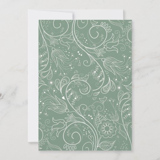 Sage Groen Elegant Bloemen Bruiloft Save The Date (Achterkant)