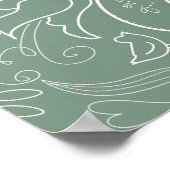 Sage Groen Elegant Bloemen Bruiloft Welkom Poster (Hoek)