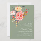 Sage Groen Elegant Bloemen Elke leeftijd Volwassen Kaart (Voorkant)