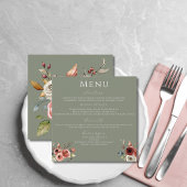Sage Groen Elegant Bloemen Vierkant Bruiloft Menu