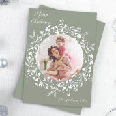 Sage Groen Elegant Boho Wildflower Kerstmis Feestdagenkaart