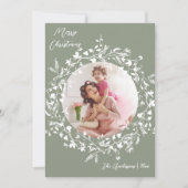 Sage Groen Elegant Boho Wildflower Kerstmis Feestdagenkaart (Voorkant)