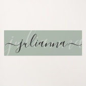 Sage Groen Elegant Naam Script Minimalist Custom Yogamat (Achterkant (horizontaal))