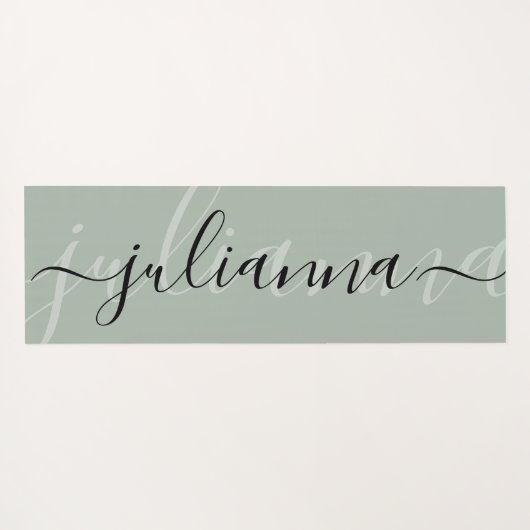 Sage Groen Elegant Naam Script Minimalist Custom Yogamat (Achterkant (horizontaal))