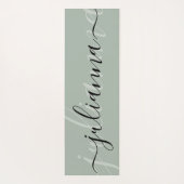 Sage Groen Elegant Naam Script Minimalist Custom Yogamat (Achterkant)
