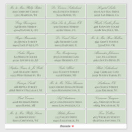 Sage Groen Elegant Script 24 Bruiloft Gast Adres Sticker