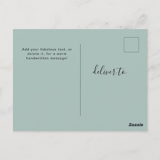 Sage Groen Elegant Script Familie Foto Groeten Briefkaart (Achterkant)