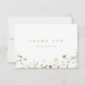 Sage Groen Elegant Wildflower Rustiek Boho Bruilof Bedankkaart (Voorkant)