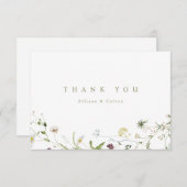 Sage Groen Elegant Wildflower Rustiek Boho Bruilof Bedankkaart (Voorkant / Achterkant)