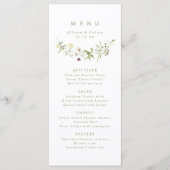 Sage Groen Elegant Wildflower Rustiek Boho Bruilof Menu (Voorkant)