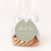 Sage Groen Elegante Kalligrafie Bruiloft Bedankjes Labels