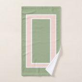 Sage Groen en Blush Roze Blok Patroon Bad Handdoek (Handdoek)