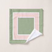 Sage Groen en Blush Roze Blok Patroon Bad Handdoek (Wasdoekje)
