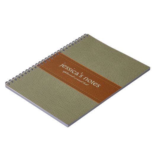 Sage groen en bruin leder notitieboek (Linkerzijde)