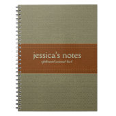 Sage groen en bruin  leder notitieboek (Voorkant)