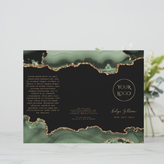 Sage groen en goud agaat brochure (Staand voorkant)