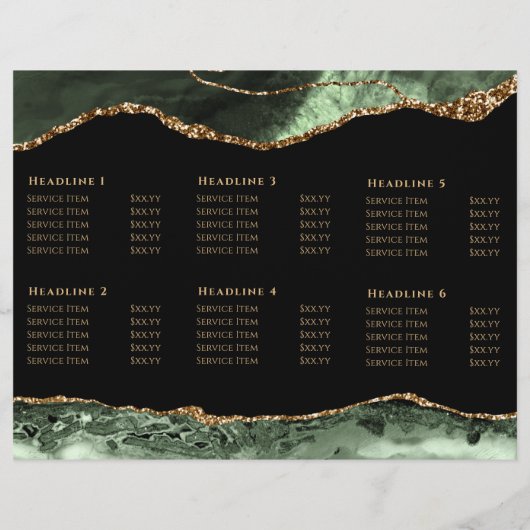 Sage groen en goud agaat brochure (Achterkant)