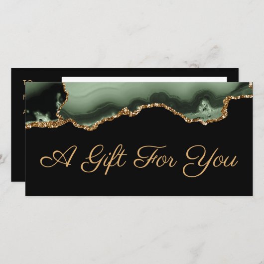 Sage groen en goud agaat cadeaubon (Voorkant / Achterkant)